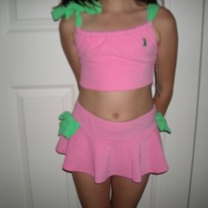 New JUICY COUTURE Bikini Tankini Swimsuit Pink Green Girls Size 8 RARE Vintage